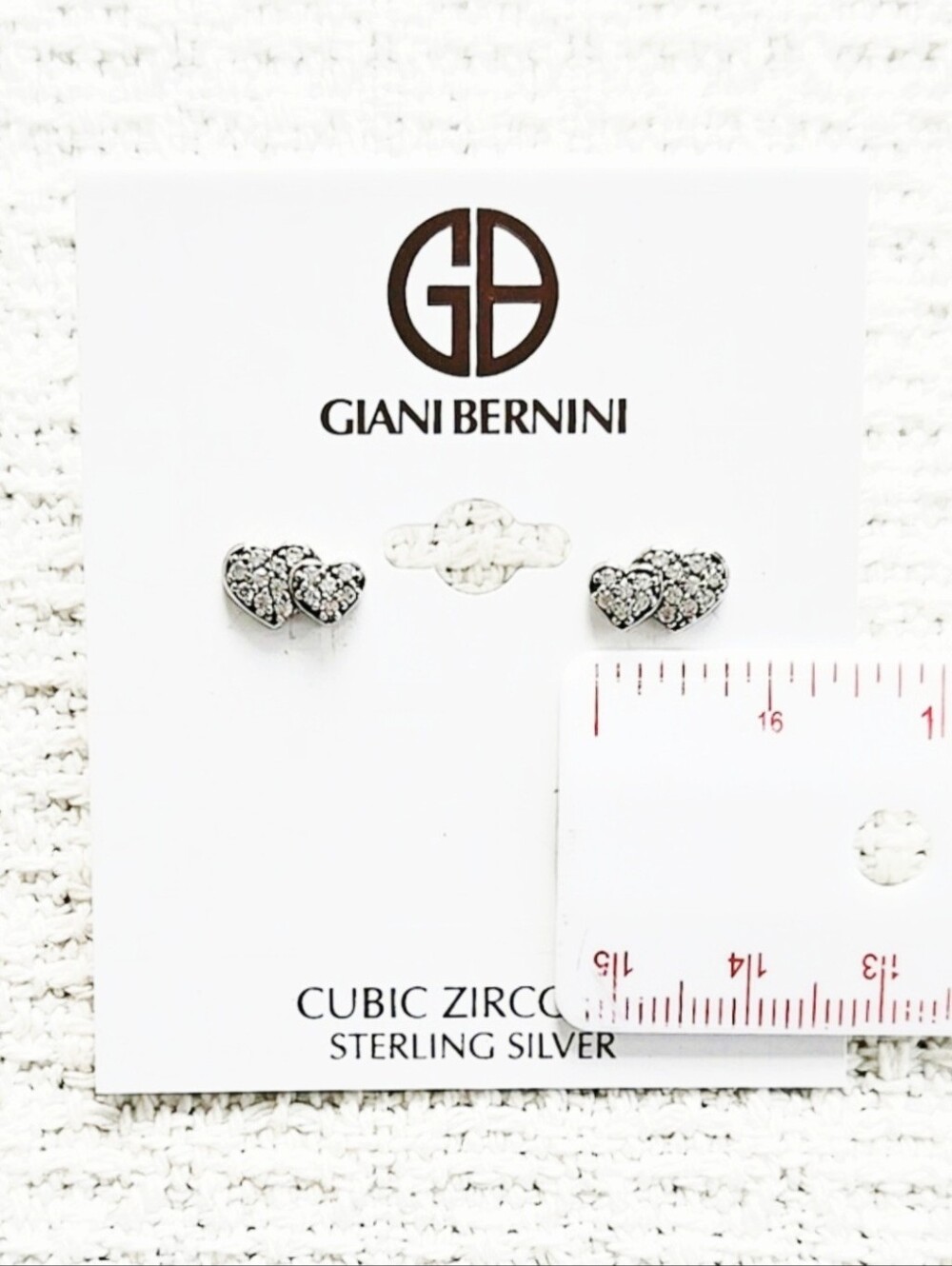 Giani Bernini Sterling Silver Cubic Zirconia Heart Earrings - Post Back - Picture 2 of 3